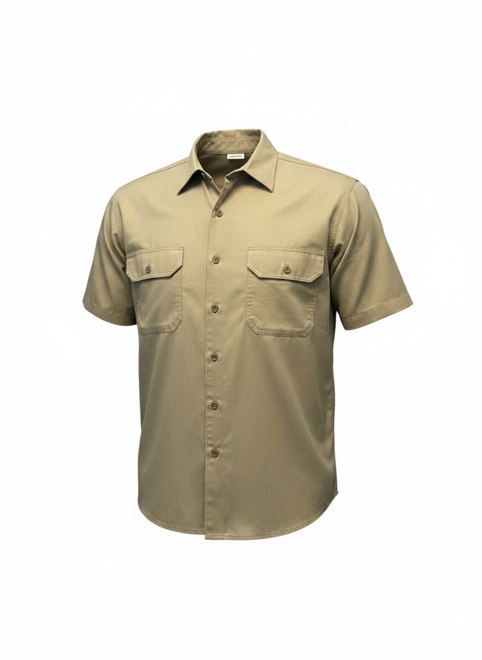 Work N' Sport Men's XL Short Sleeve Button Down Work Shirt Khaki Tan NWOT
